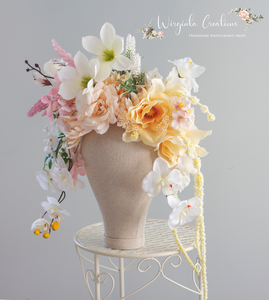 Large Cream, Beige, White Headpiece | Photography Crown | Artificial Flower Headband for Adults