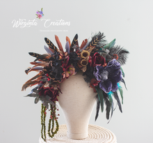 Load image into Gallery viewer, Large Handmade Crown | Cascading Style | Maternity Headpiece | Luxury Fashion Feather Headband