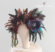 Load image into Gallery viewer, Large Handmade Crown | Cascading Style | Maternity Headpiece | Luxury Fashion Feather Headband