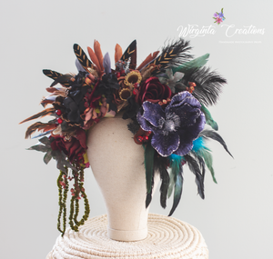 Large Handmade Crown | Cascading Style | Maternity Headpiece | Luxury Fashion Feather Headband