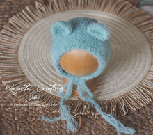 Load image into Gallery viewer, Mint Knitted Newborn Outfit with Matching Bonnet - Photo Prop