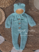Load image into Gallery viewer, Mint Knitted Newborn Outfit with Matching Bonnet - Photo Prop