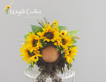 Load image into Gallery viewer, Sunflower Flower Bonnet | Floral Photo Prop for 12-24 Months | Ready to send