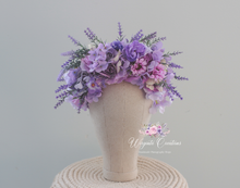 Load image into Gallery viewer, Purple, Lilac Headpiece | Photography Crown | Artificial Flowers for Children and Adults