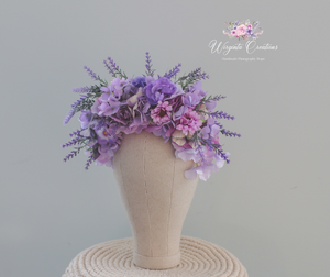 Purple, Lilac Headpiece | Photography Crown | Artificial Flowers for Children and Adults