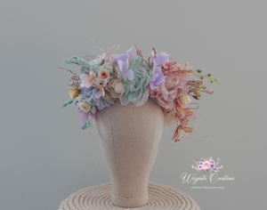 Pastel Colour Headpiece | Photography Crown | Artificial Flowers for Children and Adults