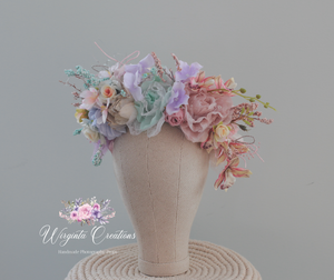 Pastel Colour Headpiece | Photography Crown | Artificial Flowers for Children and Adults