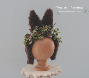 Bunny Ears, Woodlands Headband | Handmade Photography Headpiece | Decorated with Berries & Flower Bits | Fits 12 months and older