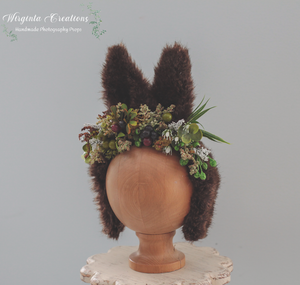 Bunny Ears, Woodlands Headband | Handmade Photography Headpiece | Decorated with Berries & Flower Bits | Fits 12 months and older