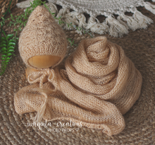 Load image into Gallery viewer, Newborn set | Dusty Ivory | Knitted Wrap and Bonnet | Ready to Send