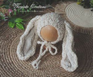 Knitted Bunny Bonnet and Matching Shorts for 6-12 Months Old | Cream Colour | Photography Outfit