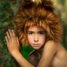 Load image into Gallery viewer, Handmade Tattered Fox Bonnet for Babies &amp; Toddlers | Burnt Orange | Decorated with Faux Fur, Artificial Berries &amp; Greenery | 9-24 Months | Photo Prop