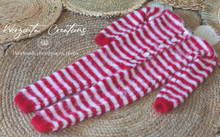 Load image into Gallery viewer, Handmade Knitted Footless Romper and Bonnet Set | Christmas | Red and White Striped | Photography Prop | 9-18 months-old