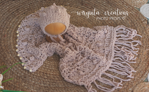 Newborn set | Latte Brown| Knitted Layer and Bonnet| Fringe style| Ready to Send