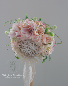 Magnolia Flower Bonnet for 12-24 Months - Pink Colour - Handmade - Artificial Flower Headpiece - Photo Prop