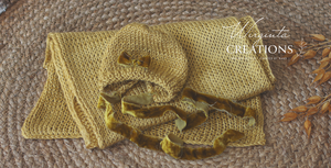 Wrap and Bonnet Set - Newborn - Mustard Colour - Handmade - Ready to Send - Photography Prop