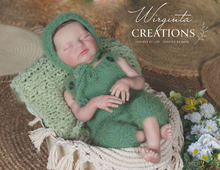 Load image into Gallery viewer, Handknitted Newborn Dungarees and Bonnet Sets - Brown or Green - Knit Romper - Photography Prop - Newborn Outfit