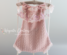 Load image into Gallery viewer, Flower Bonnet and Matching outfit for 12-24 months old. Mauve pink