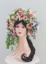 Load image into Gallery viewer, Large Flower Headpiece - Cascading Style Photography Crown - Summer Flowers, Colourful - Maternity Photoshoot - Luxury Flower Headband