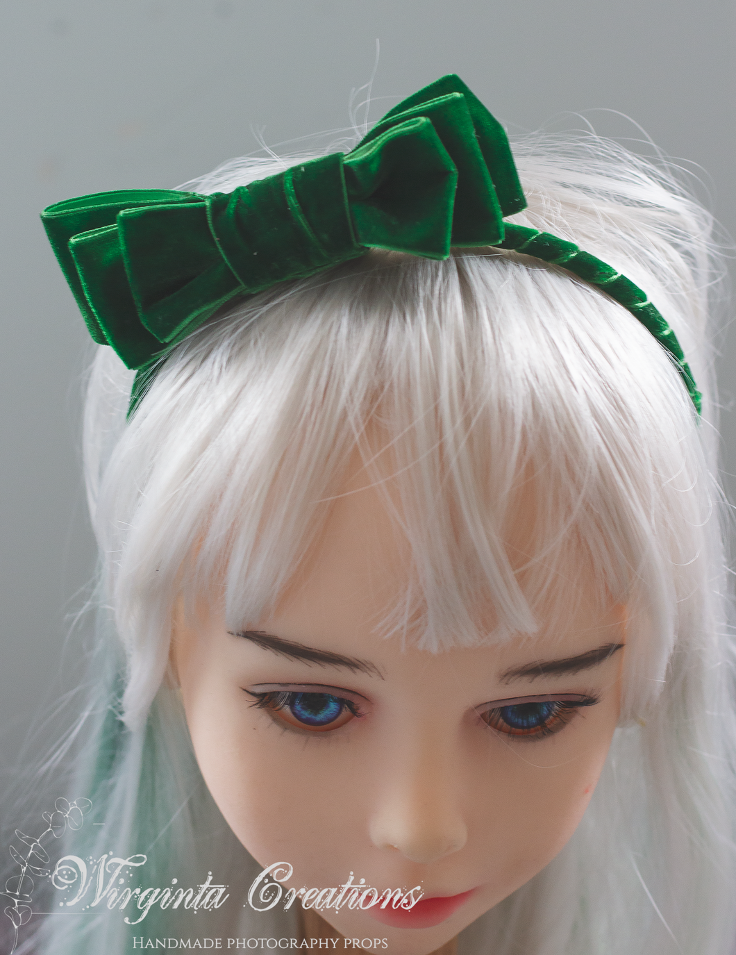 Velour Bow Headband - Adjustable Plastic Headband - Photography Prop for Toddler to Adult - Handmade Hair Accessory - Studio Portrait Prop