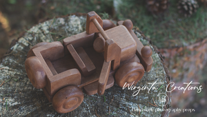 Natural Wooden Toy Jeep: Perfect for Photoshoots and Home Decor