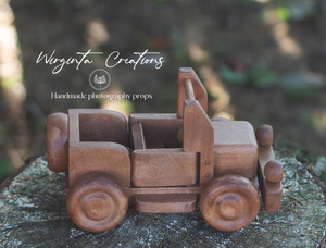 Natural Wooden Toy Jeep: Perfect for Photoshoots and Home Decor