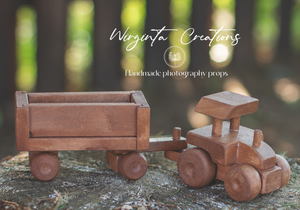 Natural Wooden Toy Tractor: Perfect for Photoshoots and Home Decor