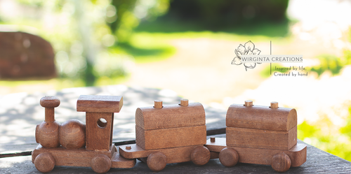 Natural Wooden Toy Train: Perfect for Photoshoots and Home Decor - Handmade