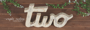 Handmade wooden letters TWO. Curved letters. Ivory distressed. Free-standing. Photography. Home Décor. Cake Smash. Ready to send