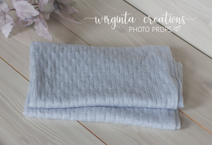 Large vintage fine knit layer, cover, blanket 60cm x 50cm. Light blue. Basket Layering Piece, Newborn, Sitter. Ready to send