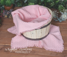 Load image into Gallery viewer, Large vintage textured layer, cover, blanket 60cm x 50cm. Pink. Basket Layering Piece, Newborn, Sitter. Ready to send