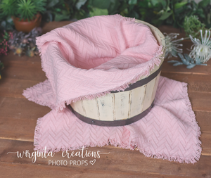 Large vintage textured layer, cover, blanket 60cm x 50cm. Pink. Basket Layering Piece, Newborn, Sitter. Ready to send