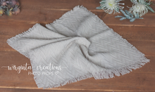 Load image into Gallery viewer, Large vintage textured layer, cover, blanket 60cm x 50cm. Light grey. Basket Layering Piece, Newborn, Sitter. Ready to send