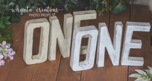 Wooden letters ONE. Handmade birthday décor. Photography. Cake Smash. Free-standing. Distressed Cream, White. Ready to send