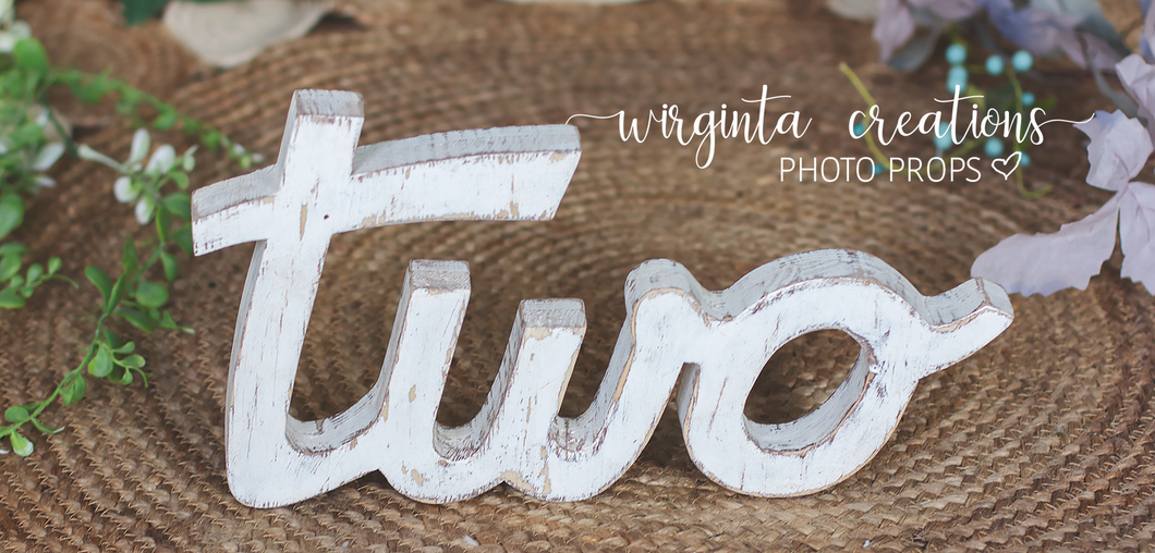 Curved letters. Wooden distressed letters. Sign Two Photography Prop. Cake Smash. One word. Free-standing. Ready to send