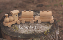 Load image into Gallery viewer, Solid wood train toy, Handmade. Light Brown