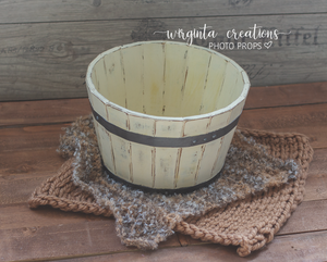 Wooden bowl, vintage style distressed bucket, newborn props,basket, baby photo prop, Cream, posing prop, photography props