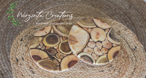 Handmade Juniper Wood Tray - Natural & Decorative Presentation coasters for Coffee, Candles, and More - Rustic and Elegant Design Options - 18cm Diameter