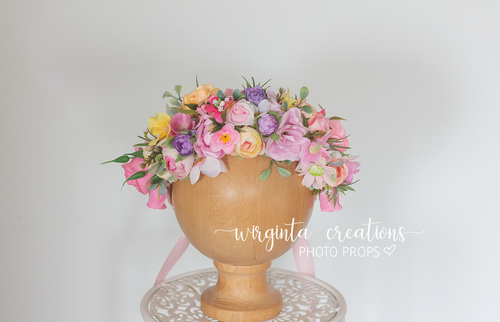Flower halo Headband. Crown, toddler, adult. Pink, cream. Photography prop. Posing headpiece. Ready to send