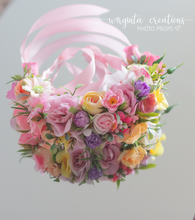 Load image into Gallery viewer, Flower halo Headband. Crown, toddler, adult. Pink, cream. Photography prop. Posing headpiece. Ready to send