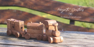 Natural Wood Train Toy: Perfect for Photoshoots and Home Decor