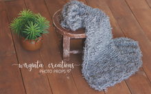 Load image into Gallery viewer, Blanket/layer. Bump blanket. Knitted. Light grey. Fuzzy, fluffy. Photo prop. Ready to send