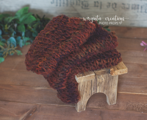 Knitted Blanket/layer. Burnt orange, brown. Ready to send