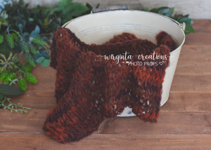 Knitted Blanket/layer. Burnt orange, brown. Ready to send