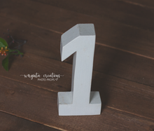 Load image into Gallery viewer, Wooden Number 1 One, Free-standing, Various colours available. Photography Prop, Handcrafted, First birthday wooden decoration, Ready to send