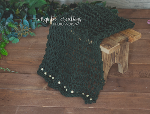 Knitted Blanket/layer. Dark green. Ready to send