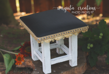 Load image into Gallery viewer, Wooden stool, bench. Photo Prop, Sitter, Toddler, Posing prop, kids chair, Room Decor, Sturdy, Black top. Handcrafted, Ready to send