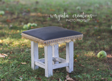 Load image into Gallery viewer, Wooden stool, bench. Photo Prop, Sitter, Toddler, Posing prop, kids chair, Room Decor, Sturdy, Black top. Handcrafted, Ready to send
