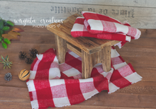 Load image into Gallery viewer, Layer, blanket, bump blanket. Red, white, checked fabric. Christmas. Ready to send photo props