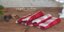 Load image into Gallery viewer, Layer, blanket, bump blanket. Red, white, checked fabric. Christmas. Ready to send photo props